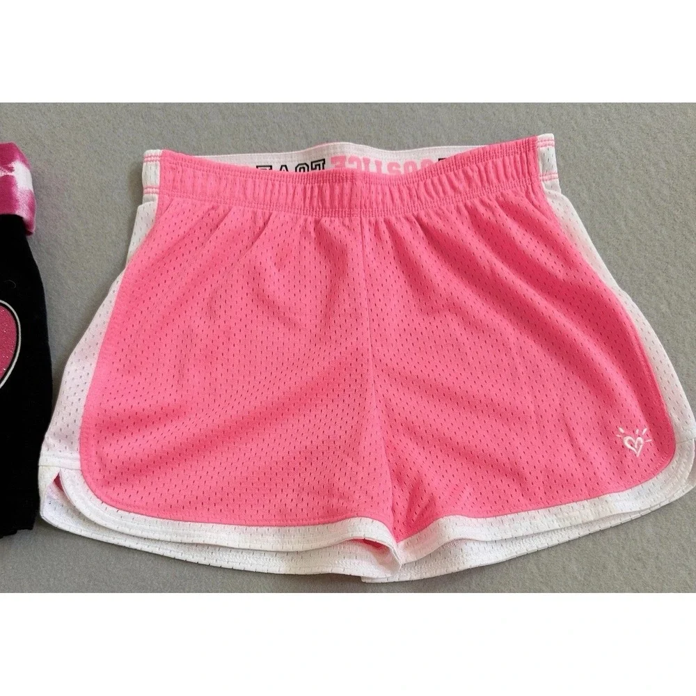 Justice Girls Shorts Size 10 Lot Of 2 Athletic Pink Black Foldover Tie Dye